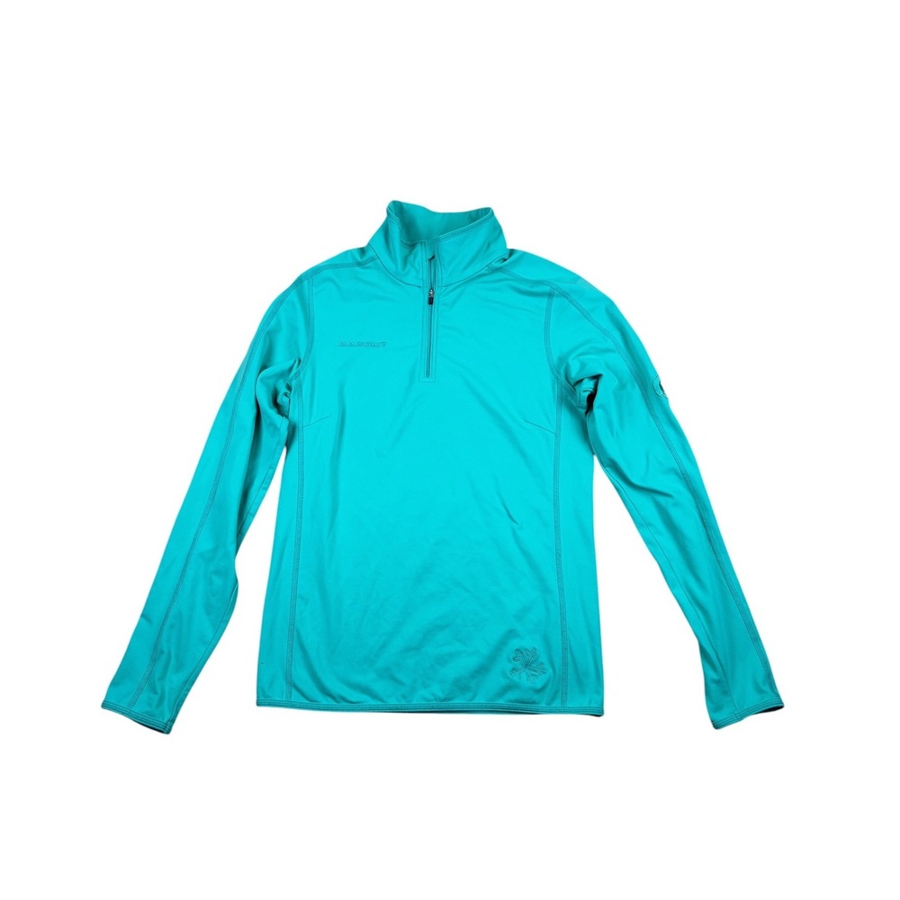 Mammut Womens Quarter Zip Pullover Teal Long Sleeve Hiking Top Size Small